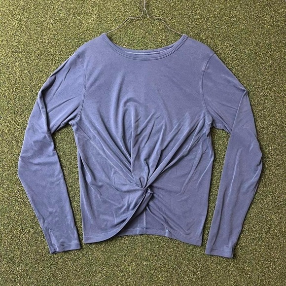 Lululemon Front Twist Ripped Blue Long Sleeve Athletic Shirt - Picture 1 of 5